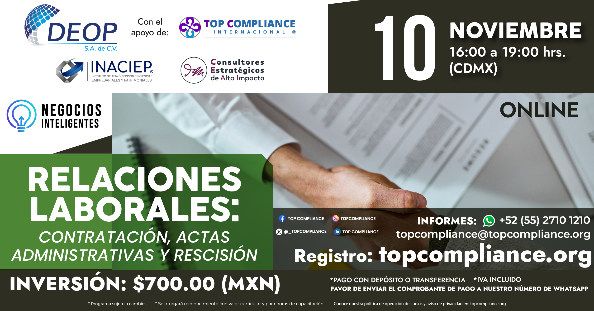 Relaciones Laborales: Contratación, Actas Administrativas y Rescisión